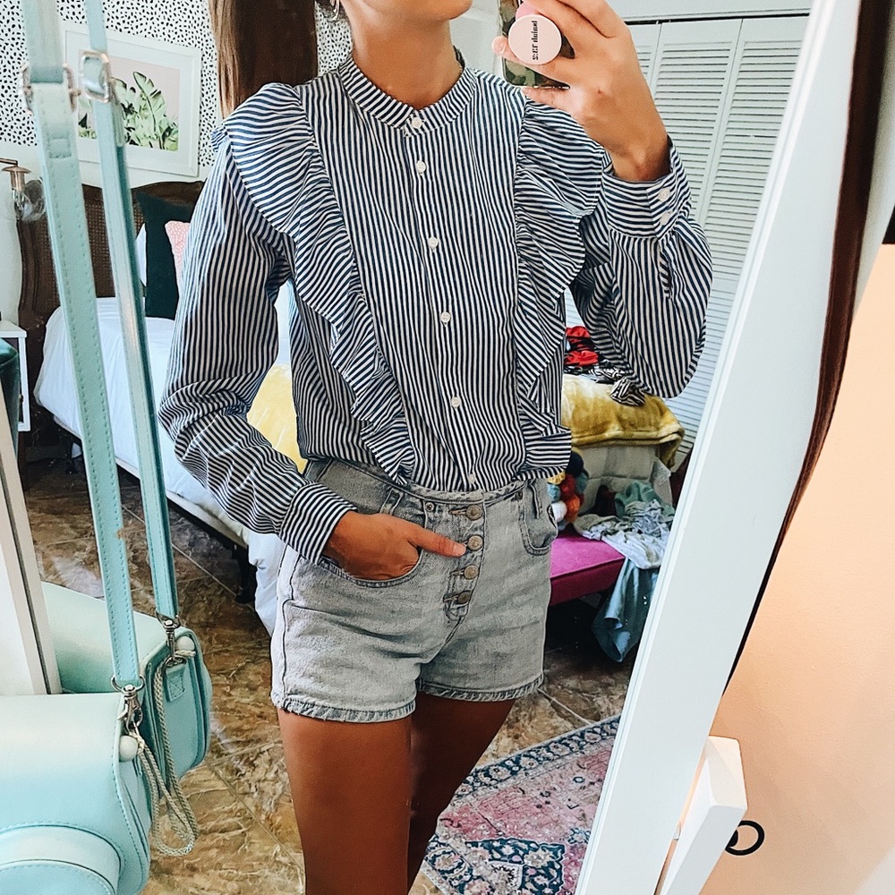 Striped Ruffle Blouse